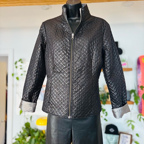 Spanner-Reversible Jacket Silver & Black Embroidered Circles | Size M - Picture 3 of 14